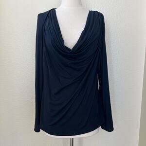 Per Se by Carlisle Collection cowl neck long sleeve top black lyocell belend